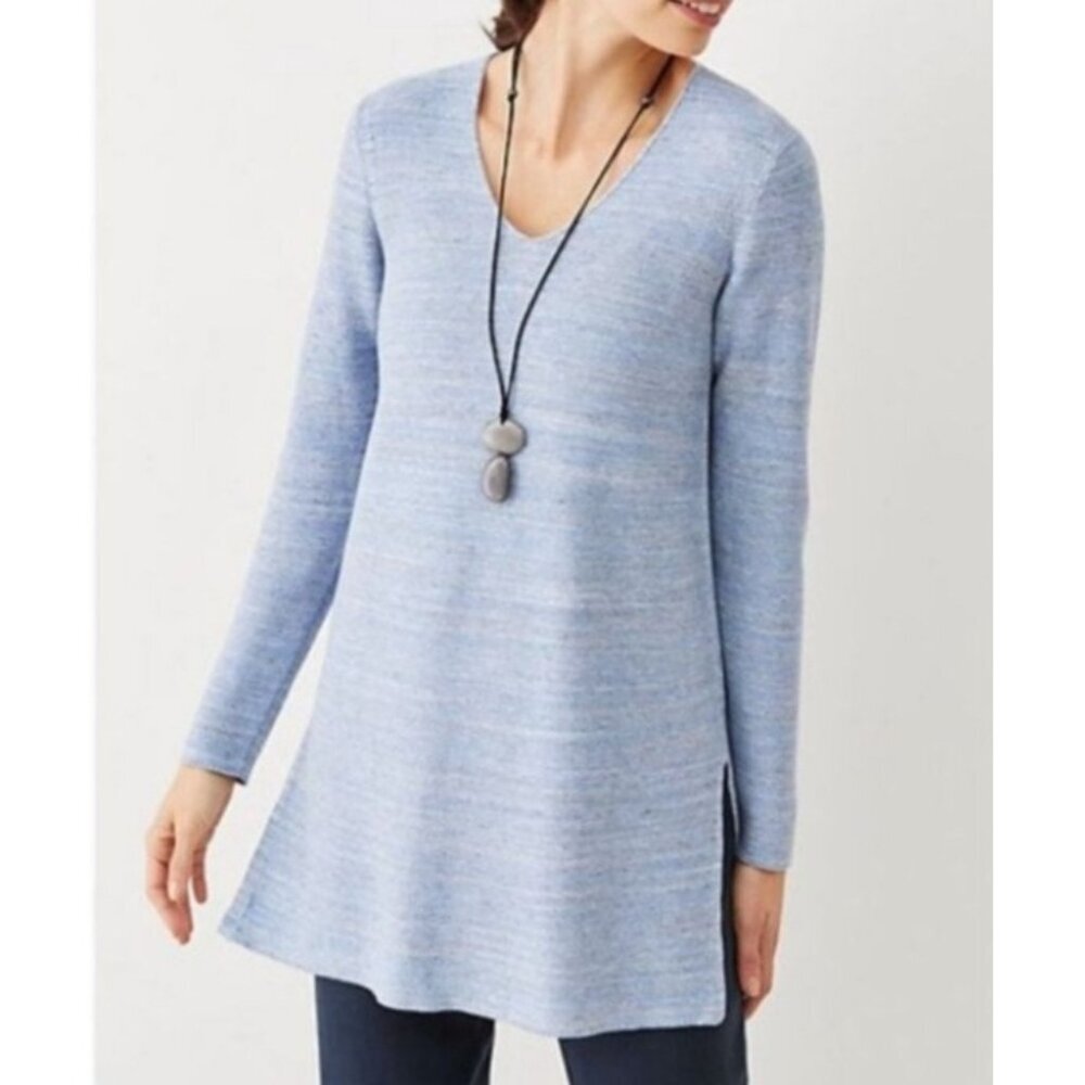 Pure Jill Blue V-Neck‎ Knit Tunic Top Dress Size Medium